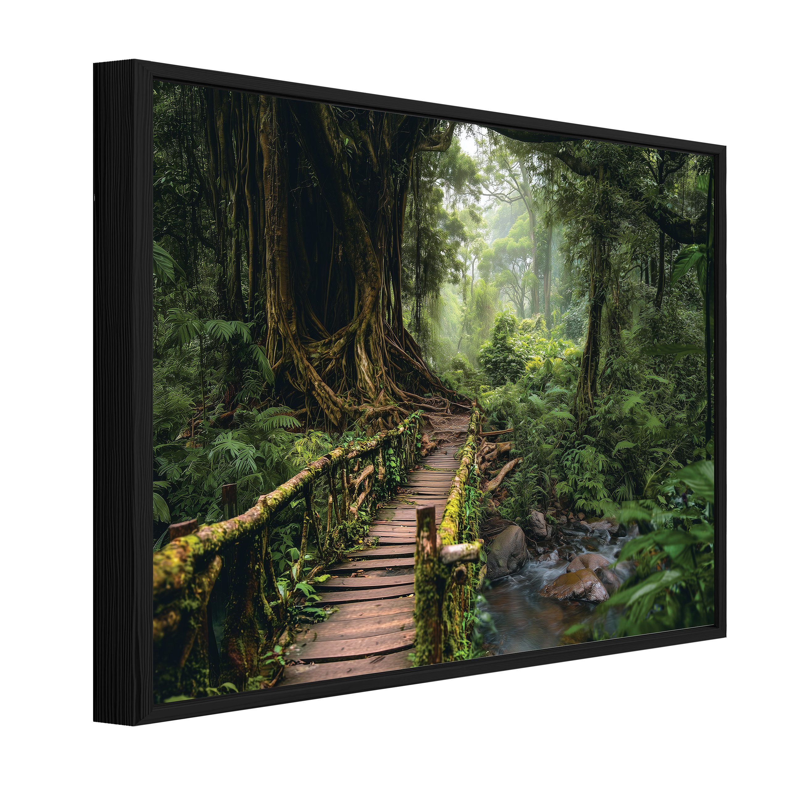 Wallarena Leinwandbild Wald Bäume - Grün - Modern - Schlafzimmer, Wald, 40x30x2cm