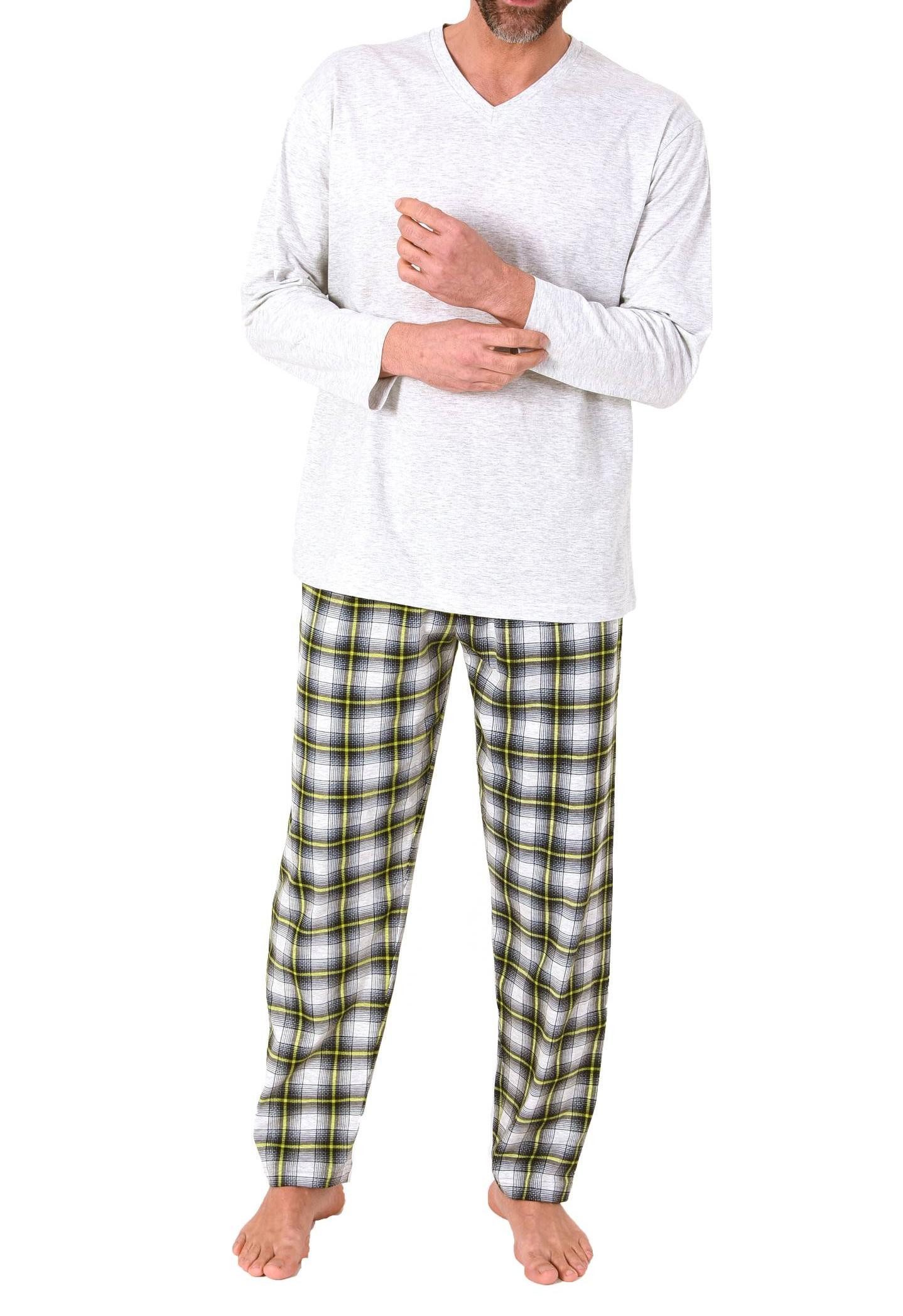 Normann Pyjama Normann Herren Schlafanzug lang mit Karo Hose - auch in Übergröße