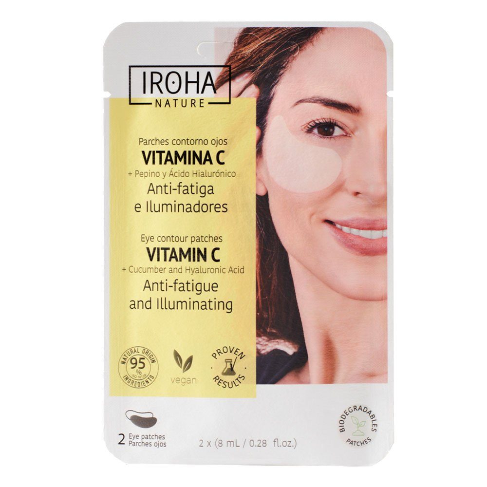 IROHA NATURE Gesichtsmasken-Set IrohaNature Eye Contour Patches Vitamin C, Gurke & Hyaluron 15x 2, 1-tlg.