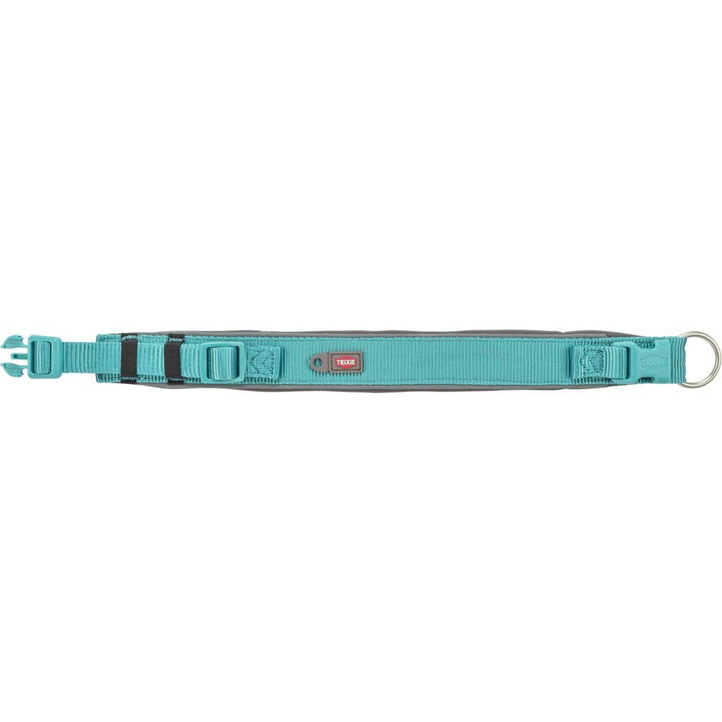 TRIXIE Hunde-Halsband Premium Halsband, extra breit - aqua/grafit - 40–48 cm/40 mm, Gurtband