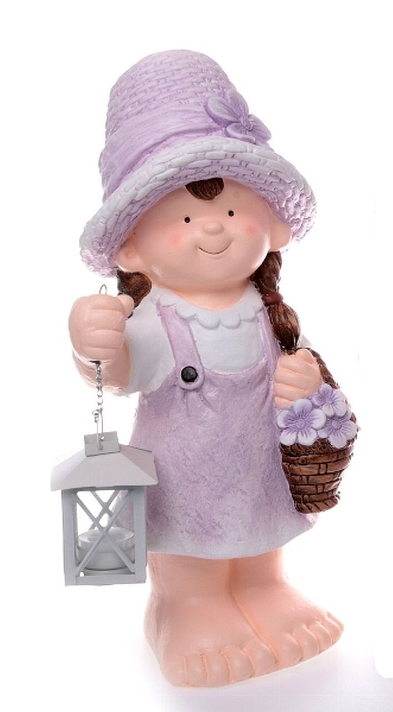 Dragimex Dekofigur Gartenkinder Keramik 44,5 cm – Junge oder Mädchen – Frühlingsdeko