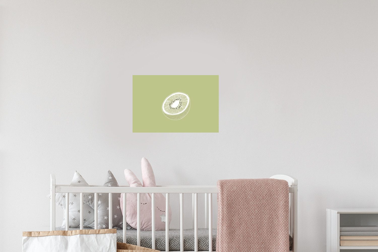 MuchoWow Wandsticker Kiwi - Strichzeichnung - Minimalistisch - Grün (1 St), Wandtattoo, Selbstklebend, Wohnzimmer, 30x20 cm