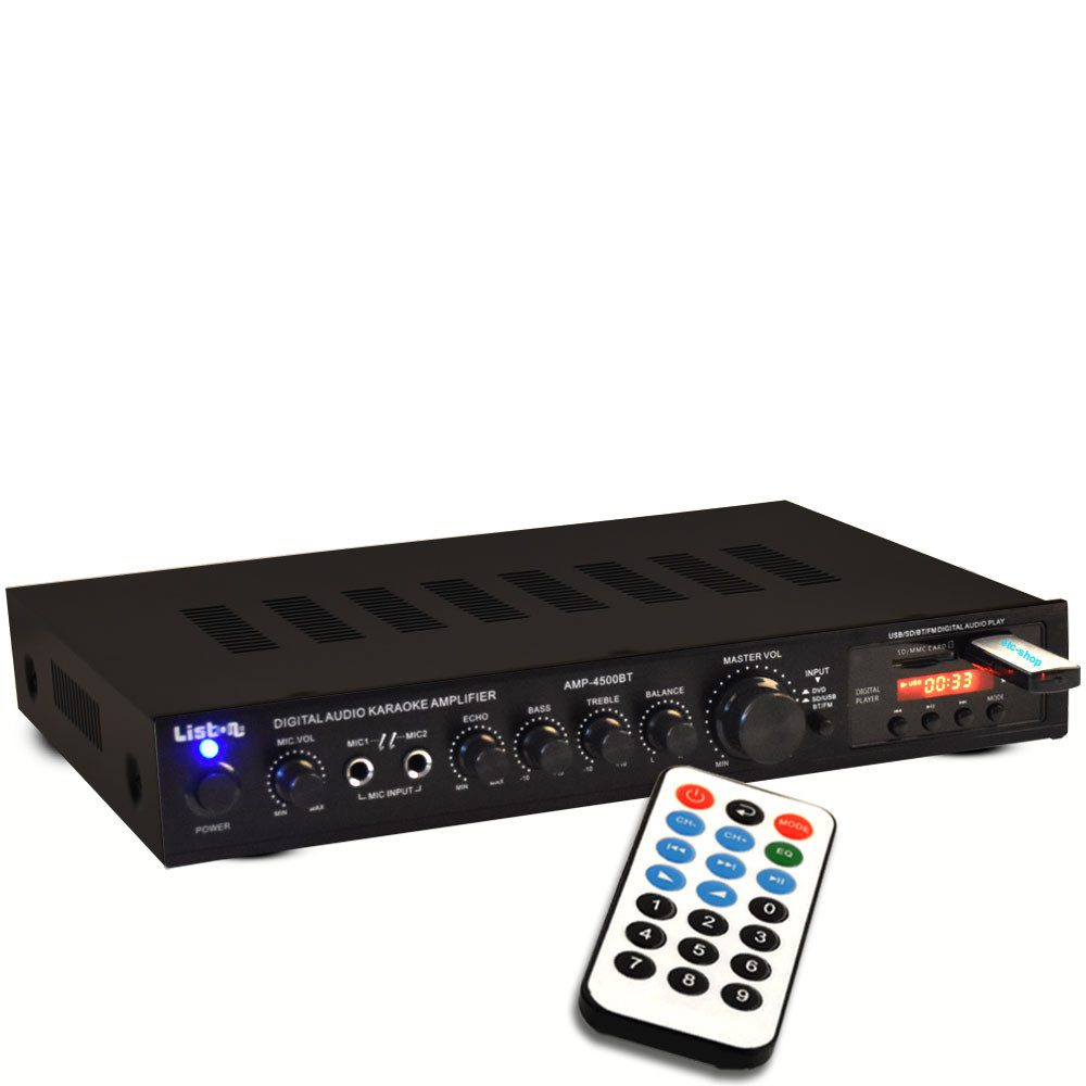 Liston12 Verstärker (Hifi Receiver Bluetooth USB SD MP3 Verstärker Fernbedienung 2x)