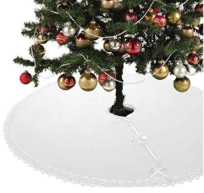 Baumteppich Weihnachtsbaumdecke / Baumunterlage mit Knöpfen & Satin-Schleifen, wometo, Rund
