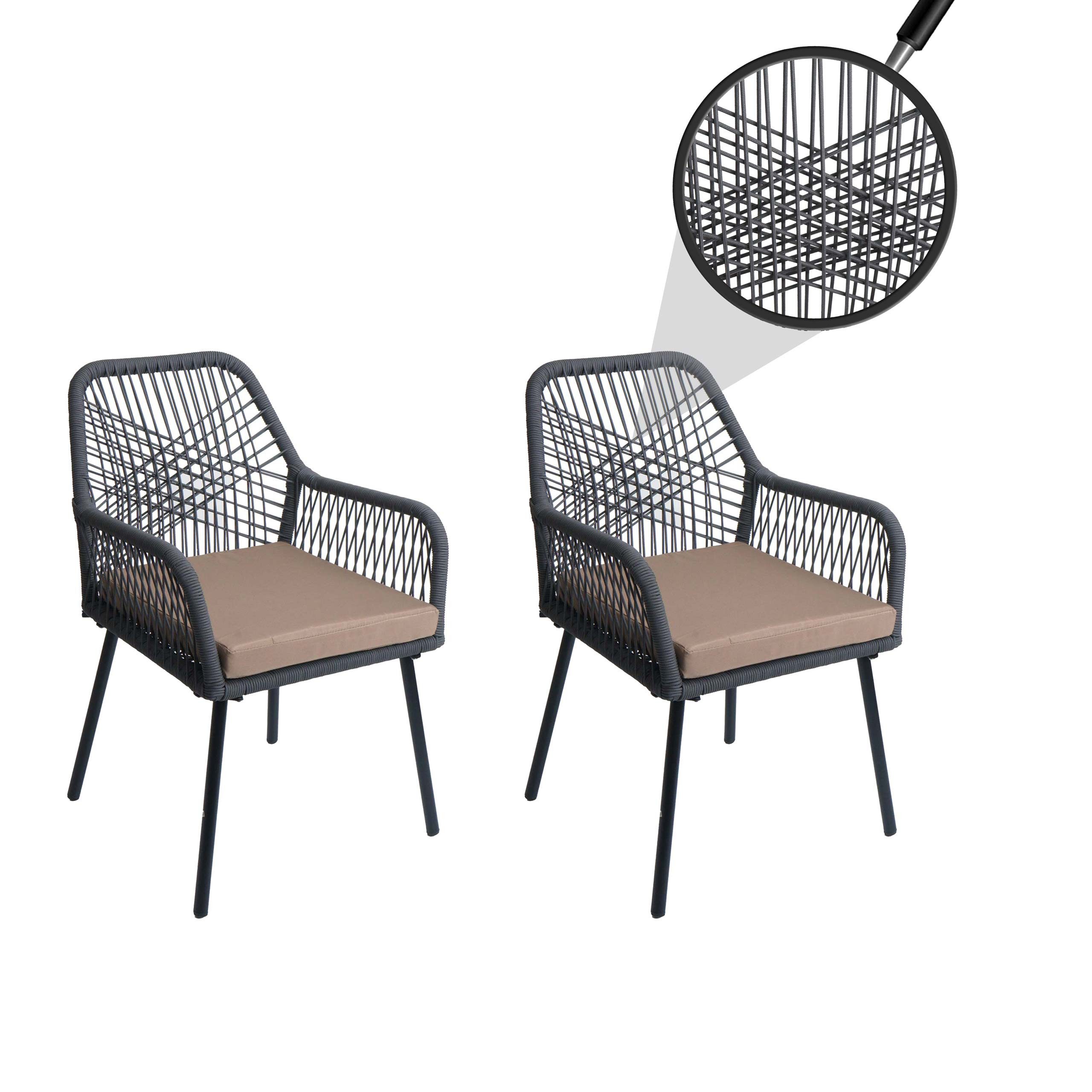 MCW Gartenstuhl MCW-O12-S (2 St), Abnehmbare und waschbare Bezüge bei max. 40°C