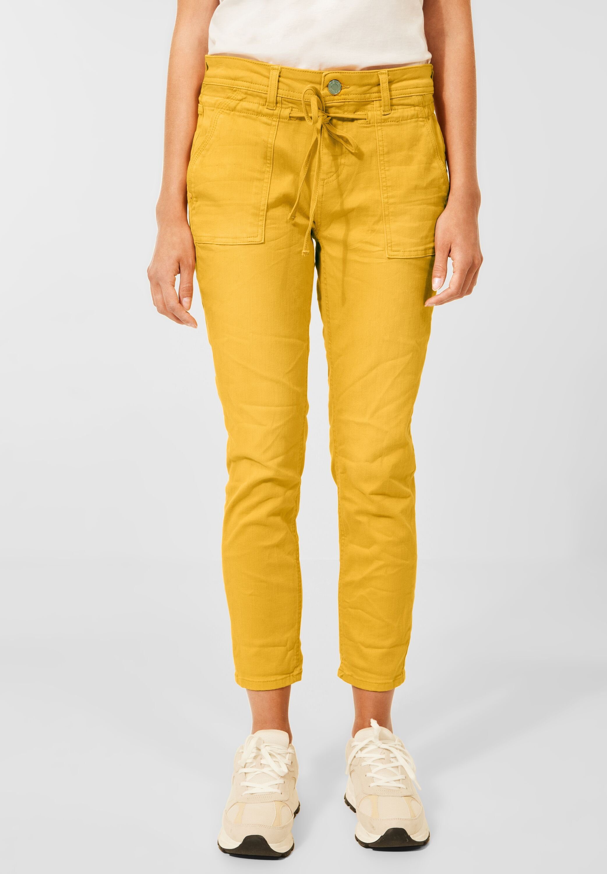 STREET ONE Bequeme Jeans Street (1-tlg) sunset Einschubtaschen in dull Sunset yellow Loose One wash Dull Farbige Fit Jeans