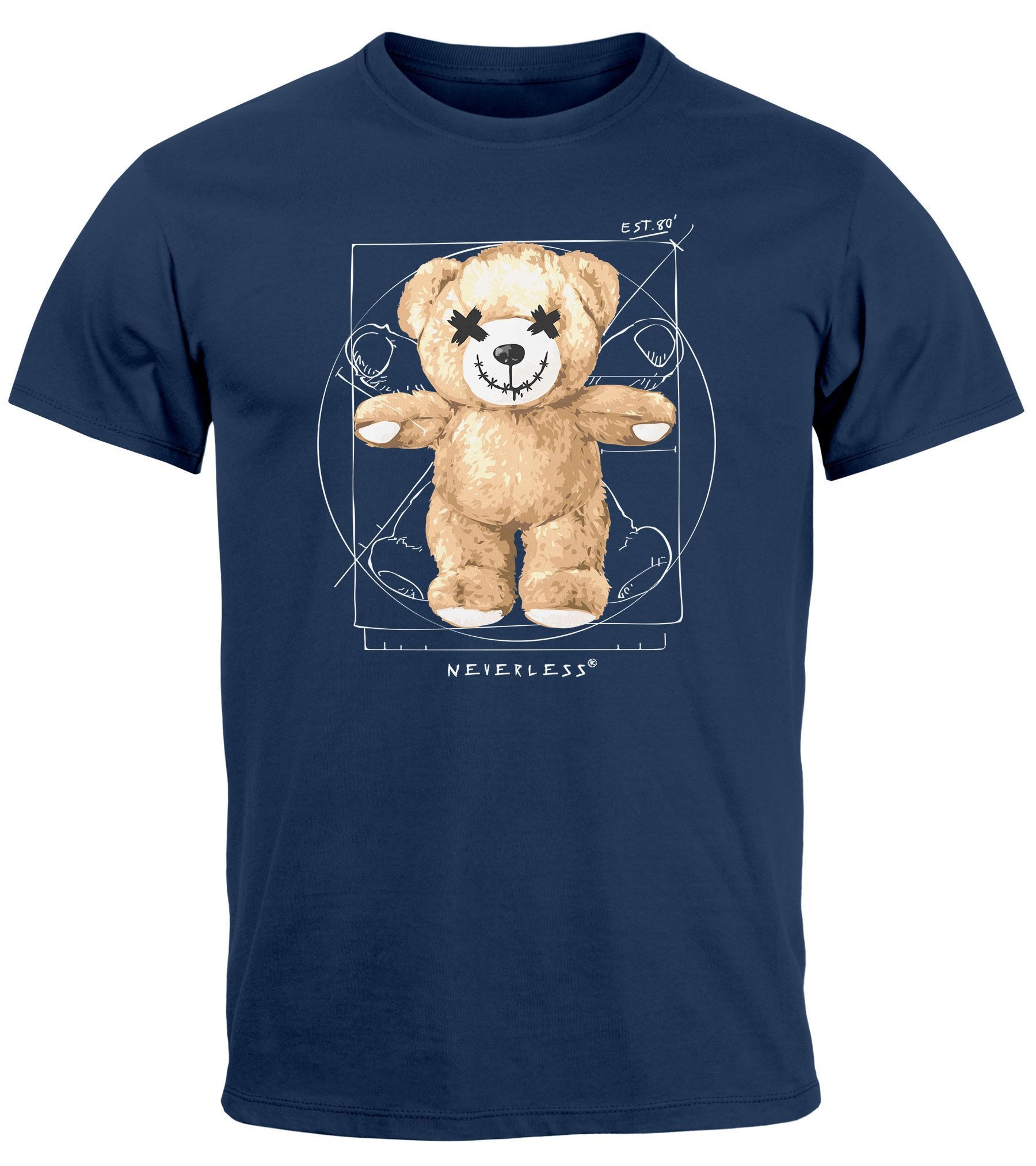Neverless Print-Shirt Herren T-Shirt Print Teddy günstig online kaufen