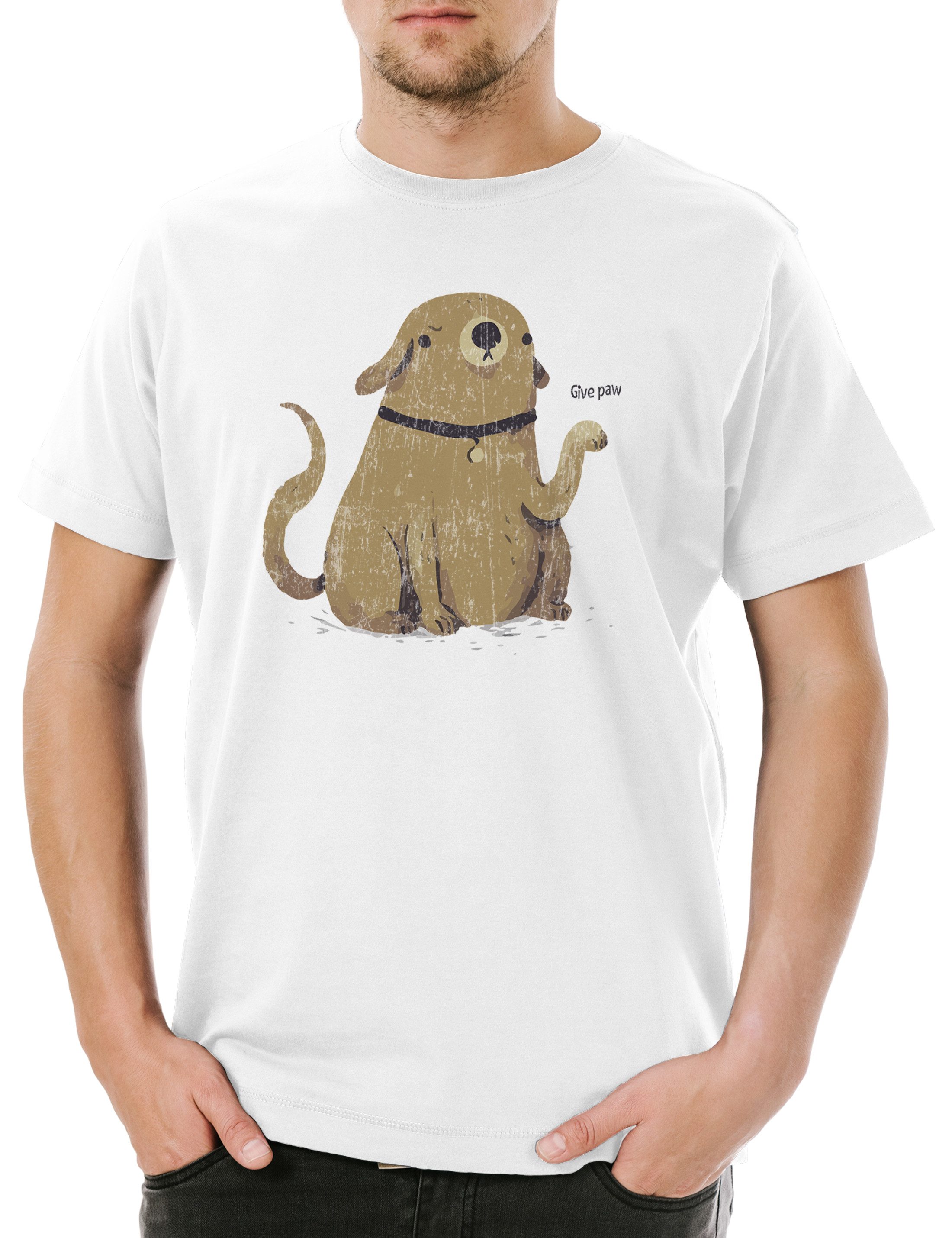 Print-Shirt Give Paw Herren T-Shirt Comic Pfote Hund Hunde Dogs Dawg Liebe Love