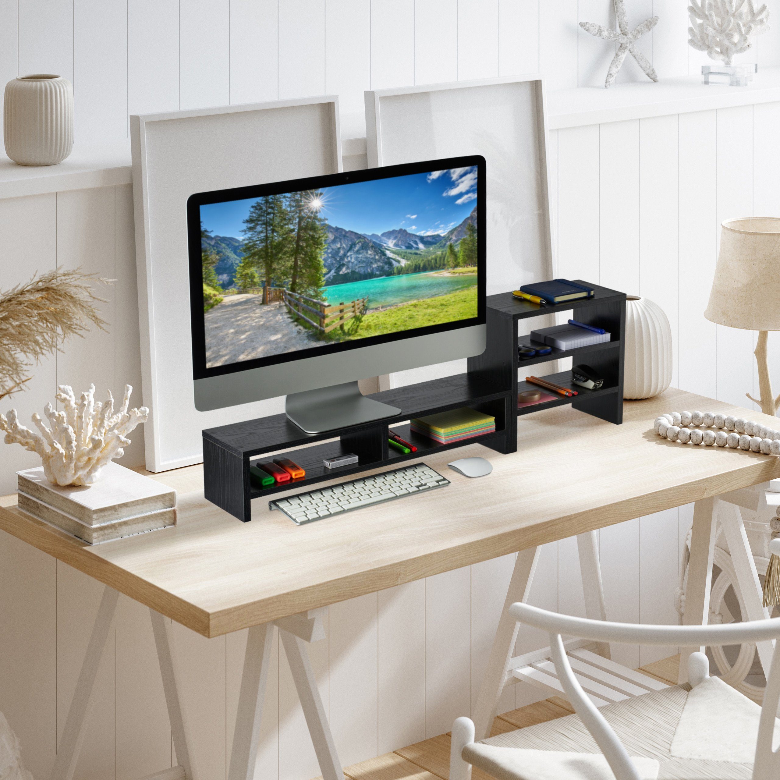 relaxdays Monitorständer mit Ablagen, (2-tlg) – Bild 2 von 5