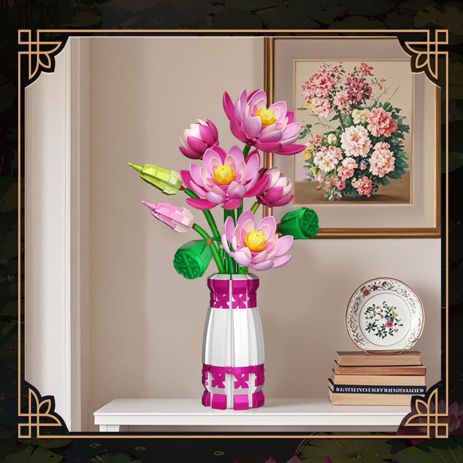 Esun Lotusblumen Botanisches Bauset mit Vase Rosa Künstlicher Lotus Spielbausteine, (SET, 710 St., Komplettset), FlowersMuttertag Geburtstag Valentinstag, Lotus 710 St.