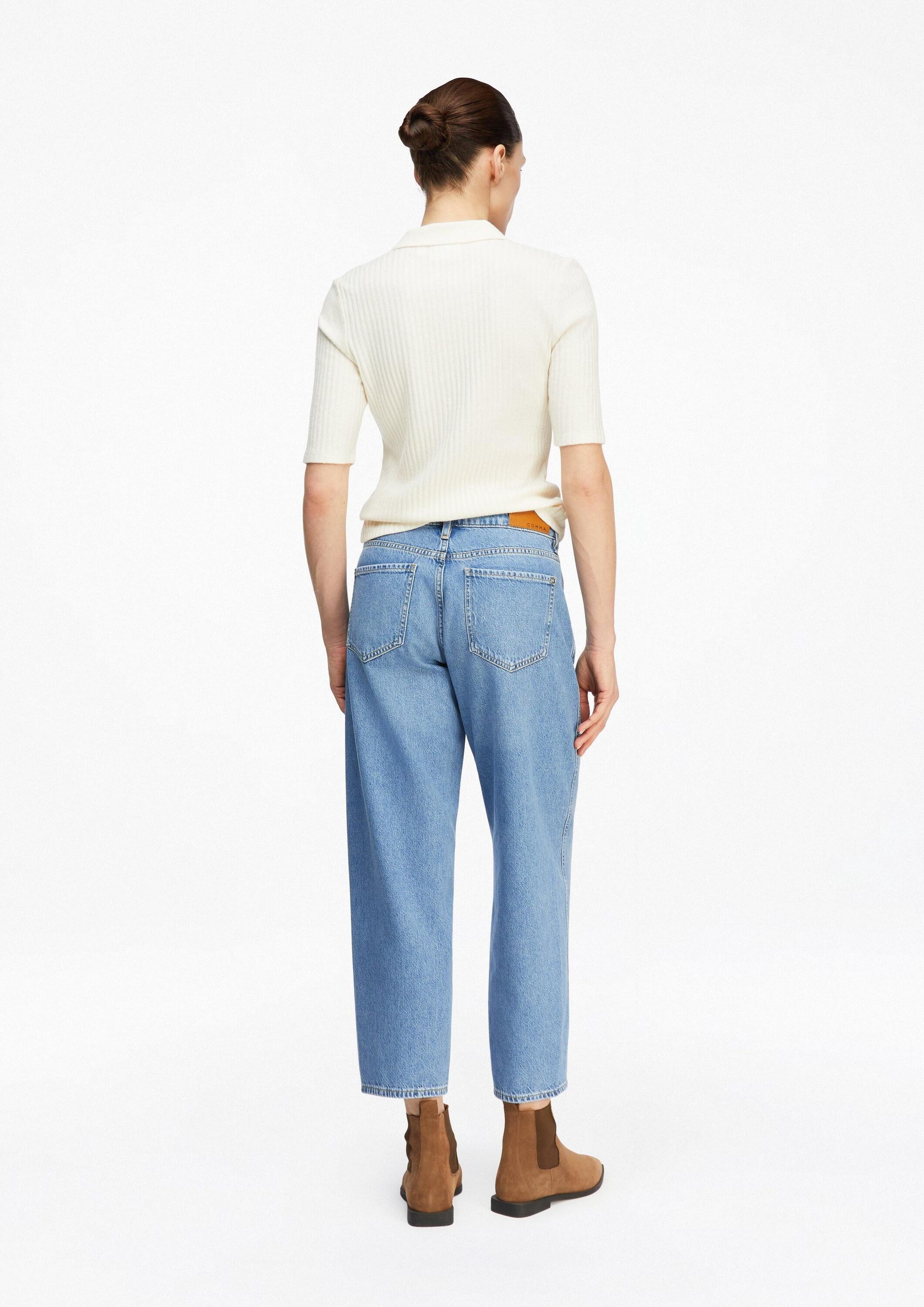 comma Weite Jeans Jeans-Hose Barrel Leg Jeans im Relaxed Fit