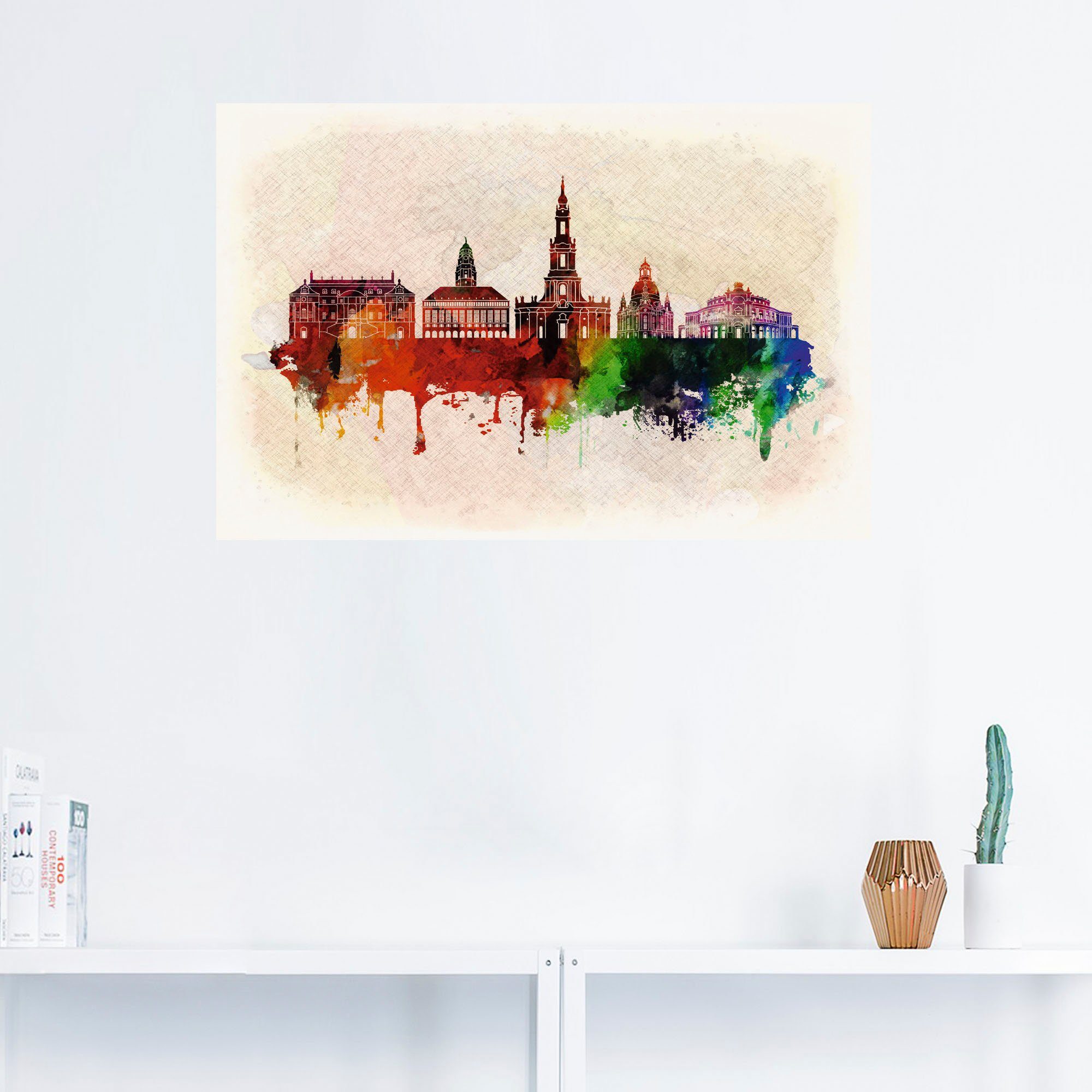 Poster versch. Alubild, oder Wandaufkleber Artland Deutschland Leinwandbild, Wandbild (1 Größen als Skyline, Dresden in St), Deutschland
