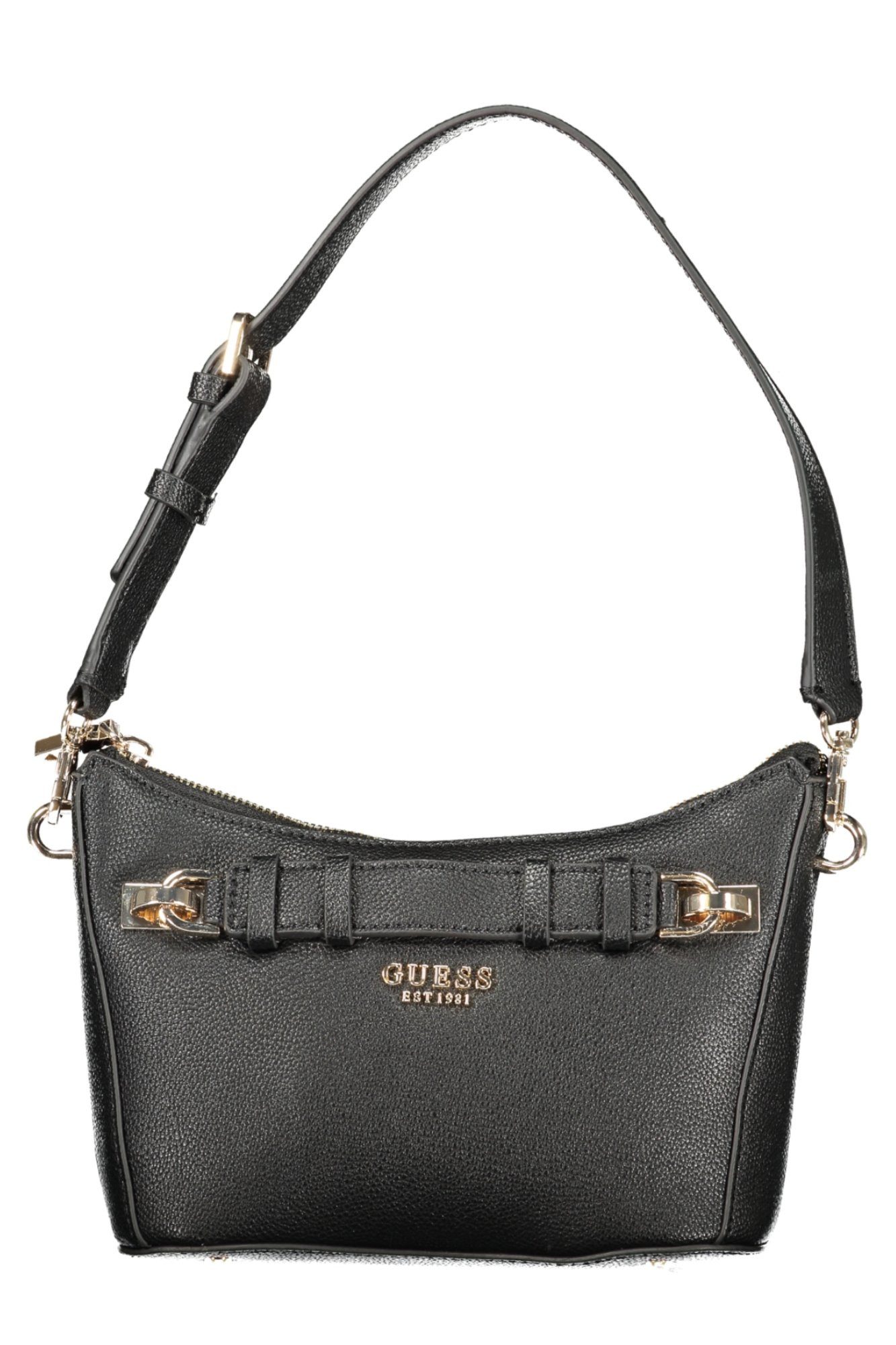 GUESS JEANS Umhängetasche, Stylische Schwarze Damenhandtasche mit Schultergurt und Reißverschlus