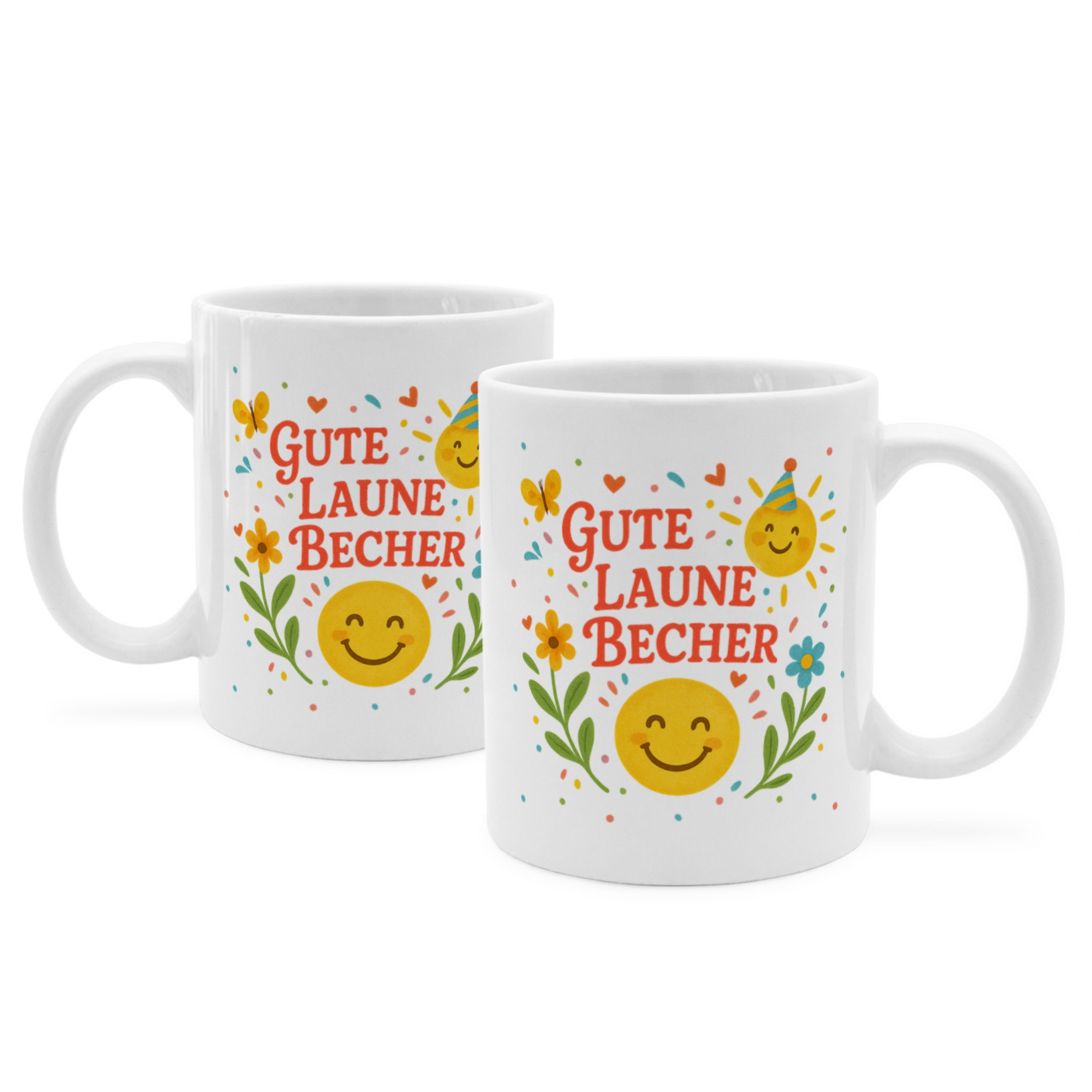 PhotoFancy Tasse mit lustigem Spruch 'Gute Laune' - Sprüchetasse, Tasse Standard - Weiß