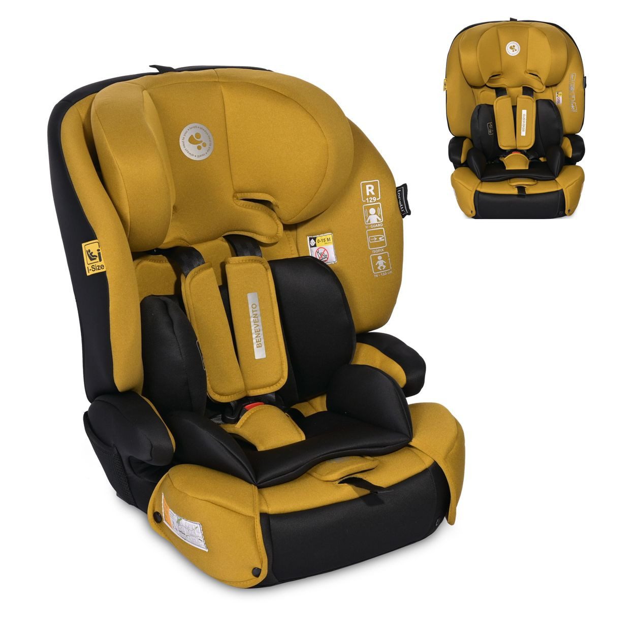 Lorelli Autokindersitz Kindersitz i-Size Benevento, ab: 1.25, bis: 12, (76-150 cm) Isofix, Kopfstütze verstellbar