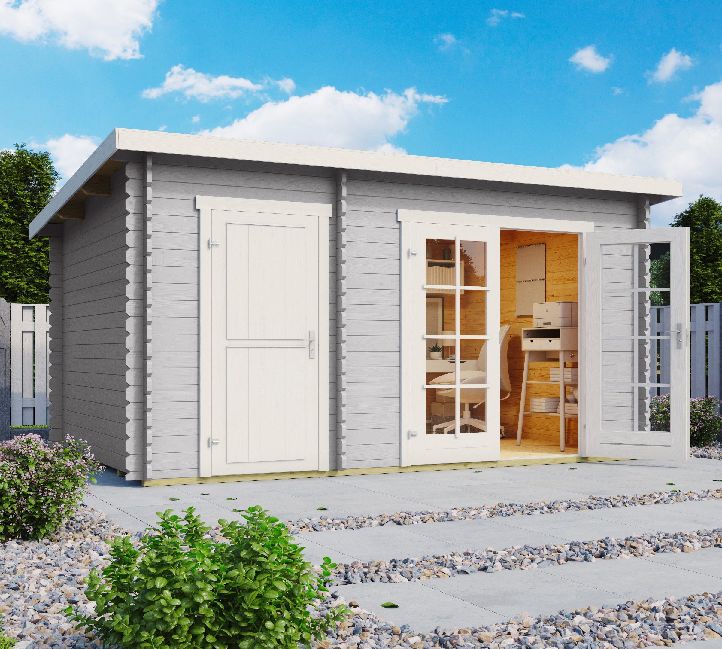 LASITA MAJA Gartenhaus Belmont 1, BxT: 400x270 cm, Blockbohlenhaus 28mm, 2-Raum