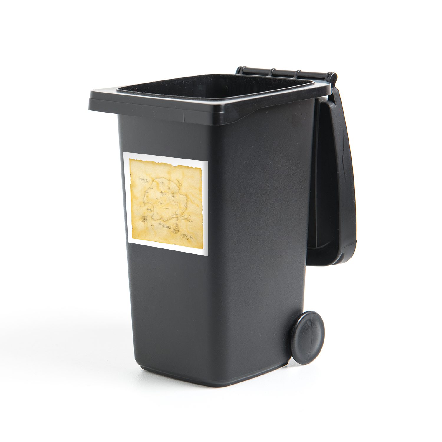 MuchoWow Wandsticker Eine goldene Schatzkarte auf weißem Hintergrund (1 St), Mülleimer-aufkleber, Mülltonne, Sticker, Container, Abfalbehälter