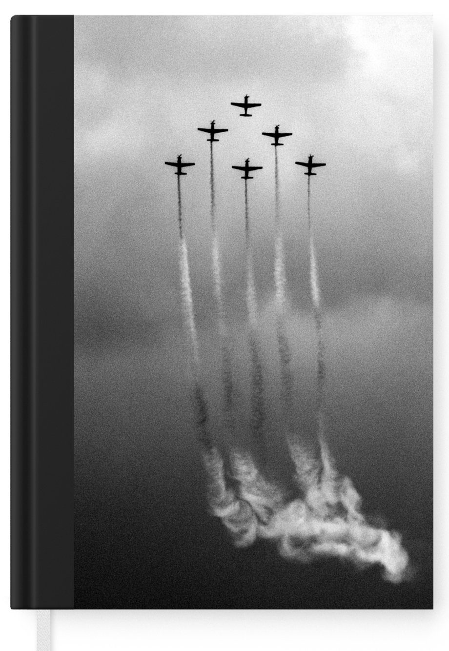 - Haushaltsbuch Flugzeug Merkzettel, A5, Wolken - - Journal, 98 MuchoWow Notizheft, weiß, und Himmel - Tagebuch, Schwarz Vintage Seiten, Notizbuch