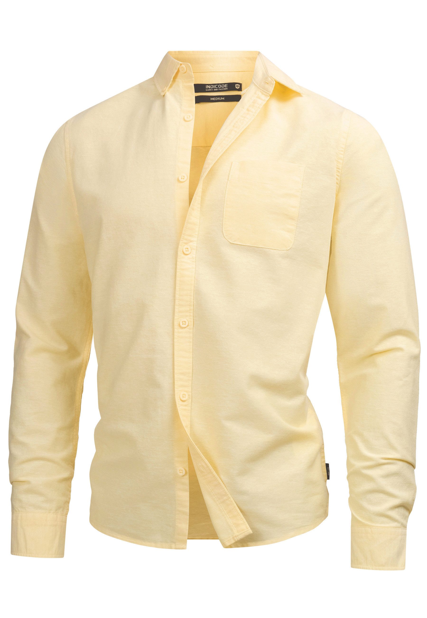 Indicode Langarmhemd Herren Kepner Herrenhemd Langarm mit Button-Down-Kragen und Brusttasche