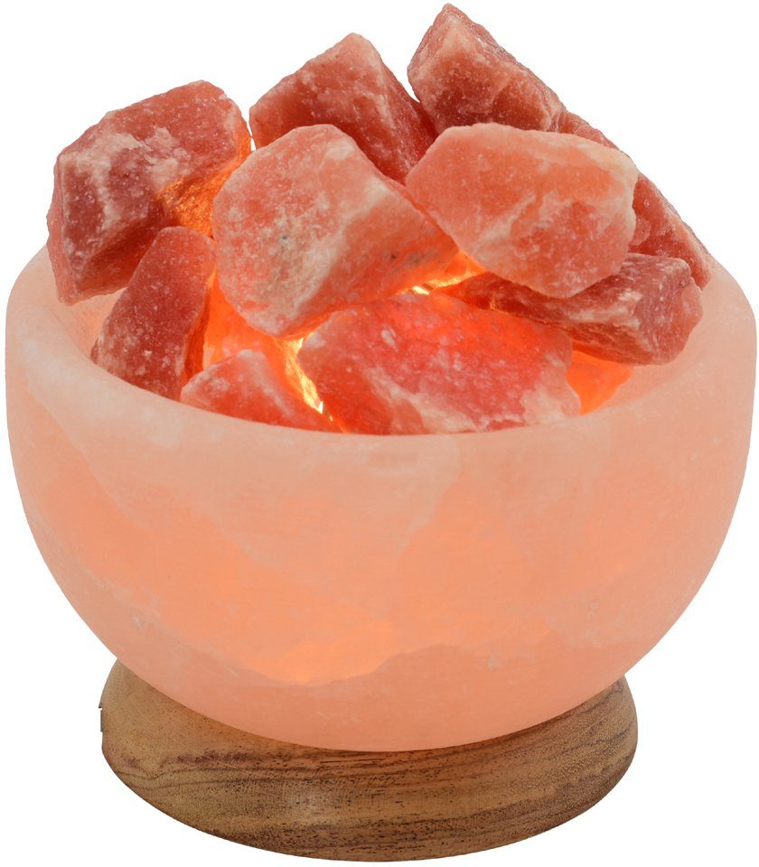 HIMALAYA SALT Salzkristallschale, Leuchtmittel - Warmweiß, Salzkristall-Tischlampe DREAMS Stein Handgefertigt Salzkristall Unikat, cm jeder ca.15 aus ein H: wechselbar