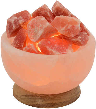 HIMALAYA SALT DREAMS Salzkristall-Tischlampe Salzkristallschale, Leuchtmittel wechselbar, Warmweiß, Handgefertigt aus Salzkristall - jeder Stein ein Unikat, H: ca.15 cm