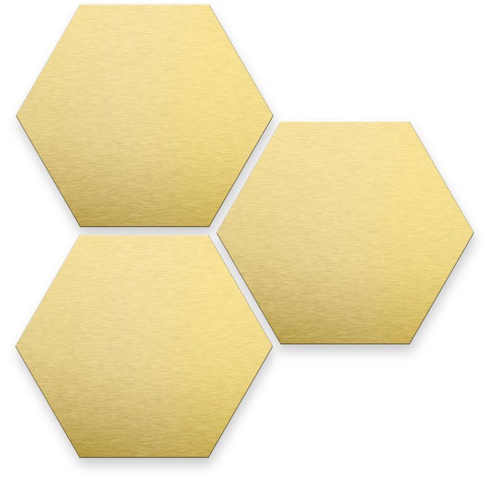 Wall-Art Metallbild 3er Set Geometrische Gold Deko, (Set, 3 St)