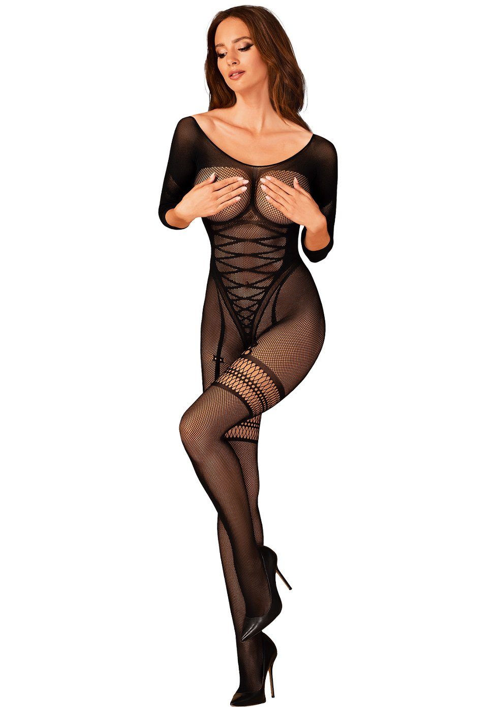 Obsessive Bodystocking Ouvert Netz-Bodystocking - schwarz günstig online kaufen