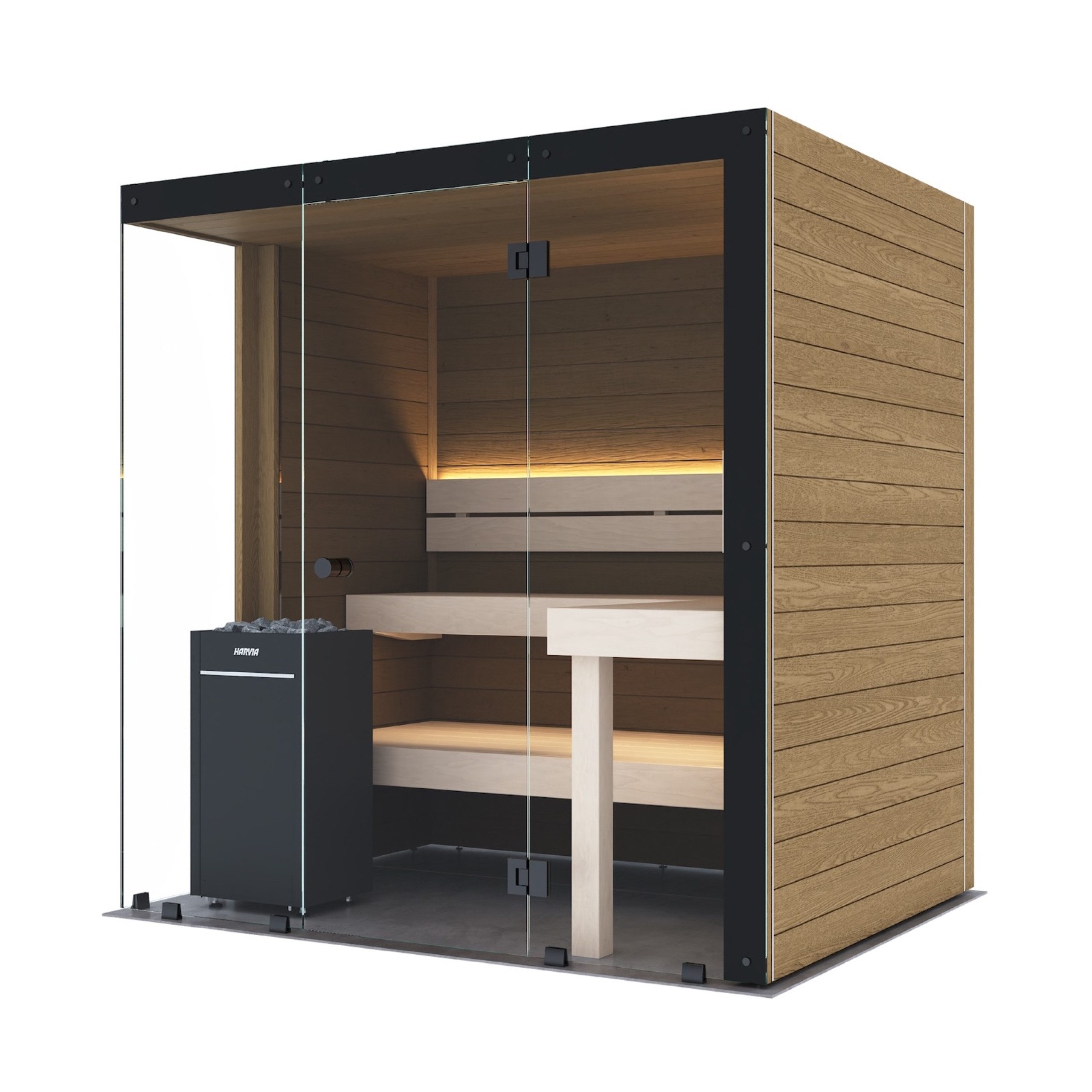 HARVIA Sauna Harvia Block Left Medium Saunakabine Design-Sauna aus Thermo-Erle