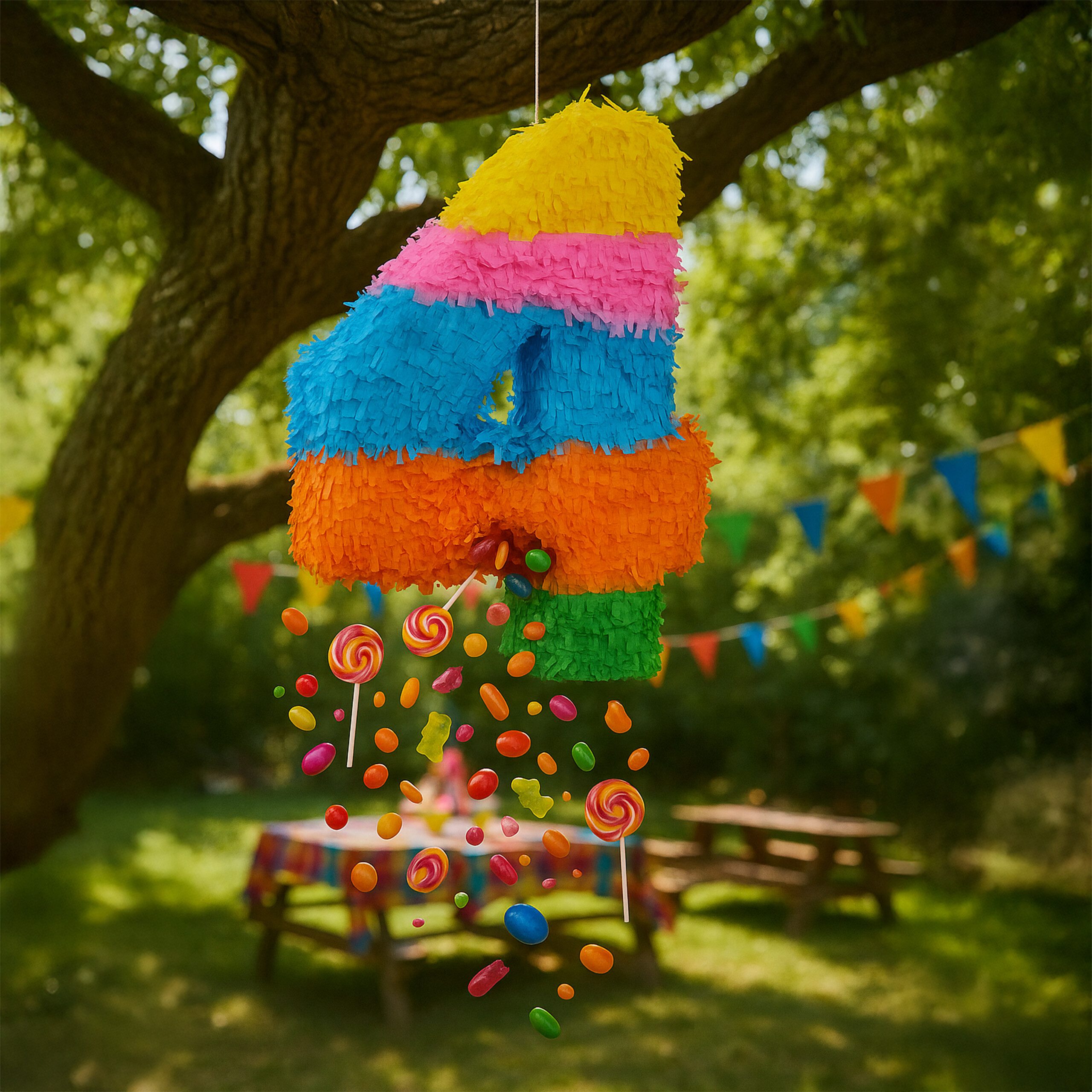 relaxdays Pinata Zahl mit Stab und Maske, 4