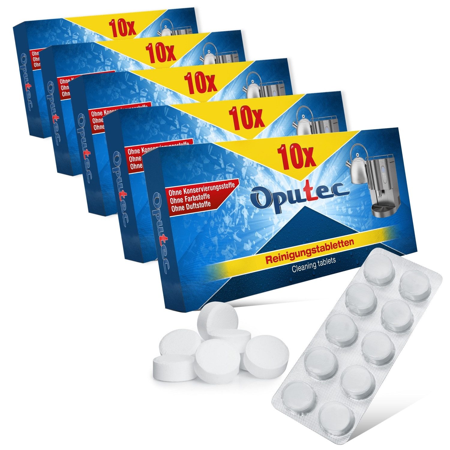 Oputec 50 Stück Reinigungstabletten für Kaffeevollautomaten Kaffeemaschinen Kaffeefettlöser (Sparset, [50-St. Made in Germany)
