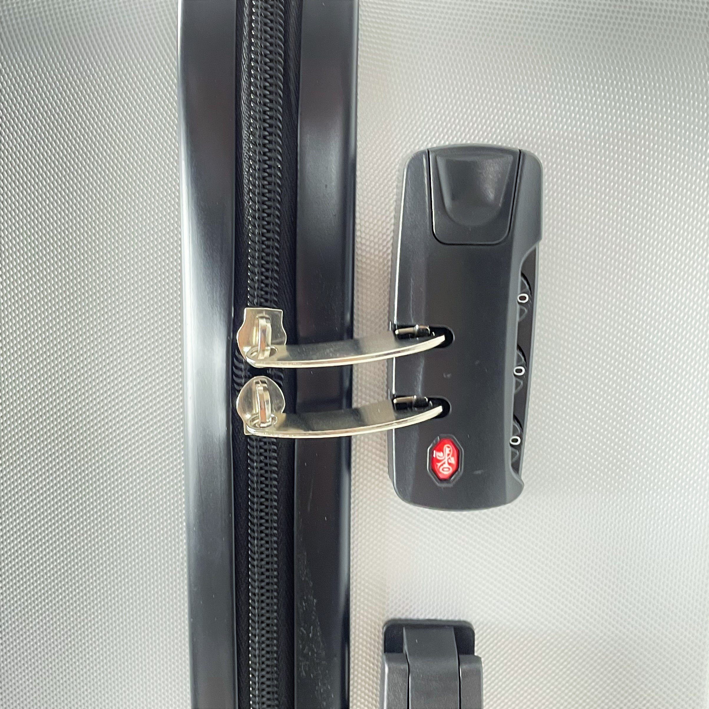 MTB Koffer Hartschalenkoffer ABS Reisekoffer Silber (Handgepäck-Mittel-Groß-Set)