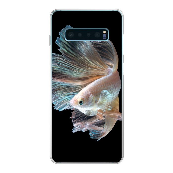 MuchoWow Handyhülle Fisch - Schwanz - Schwarz Phone Case Handyhülle Samsung Galaxy S10 Lite Silikon Schutzhülle