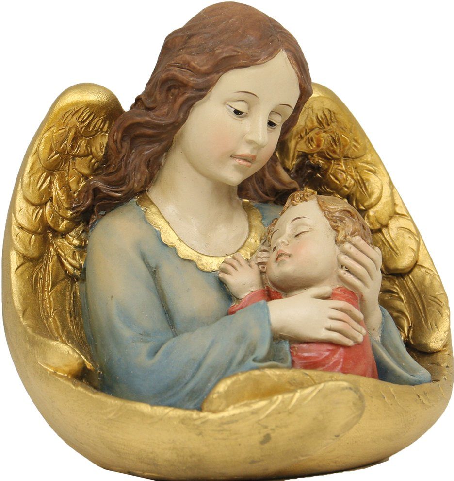 dekoprojekt Dekofigur Heiligenfigur Schutzengel mit Jungen 11 cm