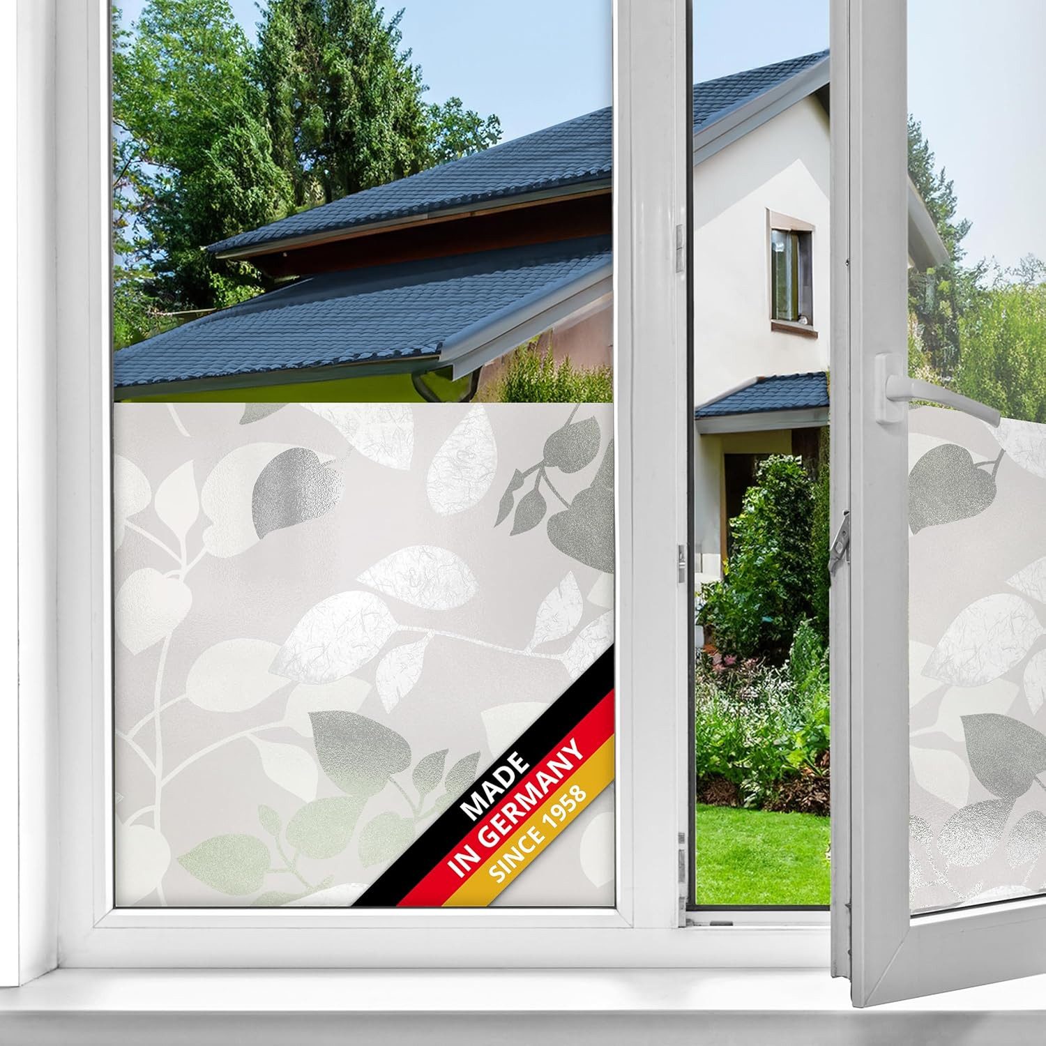 d-c-fix Fensterfolie Amena Sichtschutzfolie selbsthaftend Deko Folie für Fenster innen, Spürbar geprägt, Statisch haftend - Rückstandslos entfernbar & wiederverwendbar