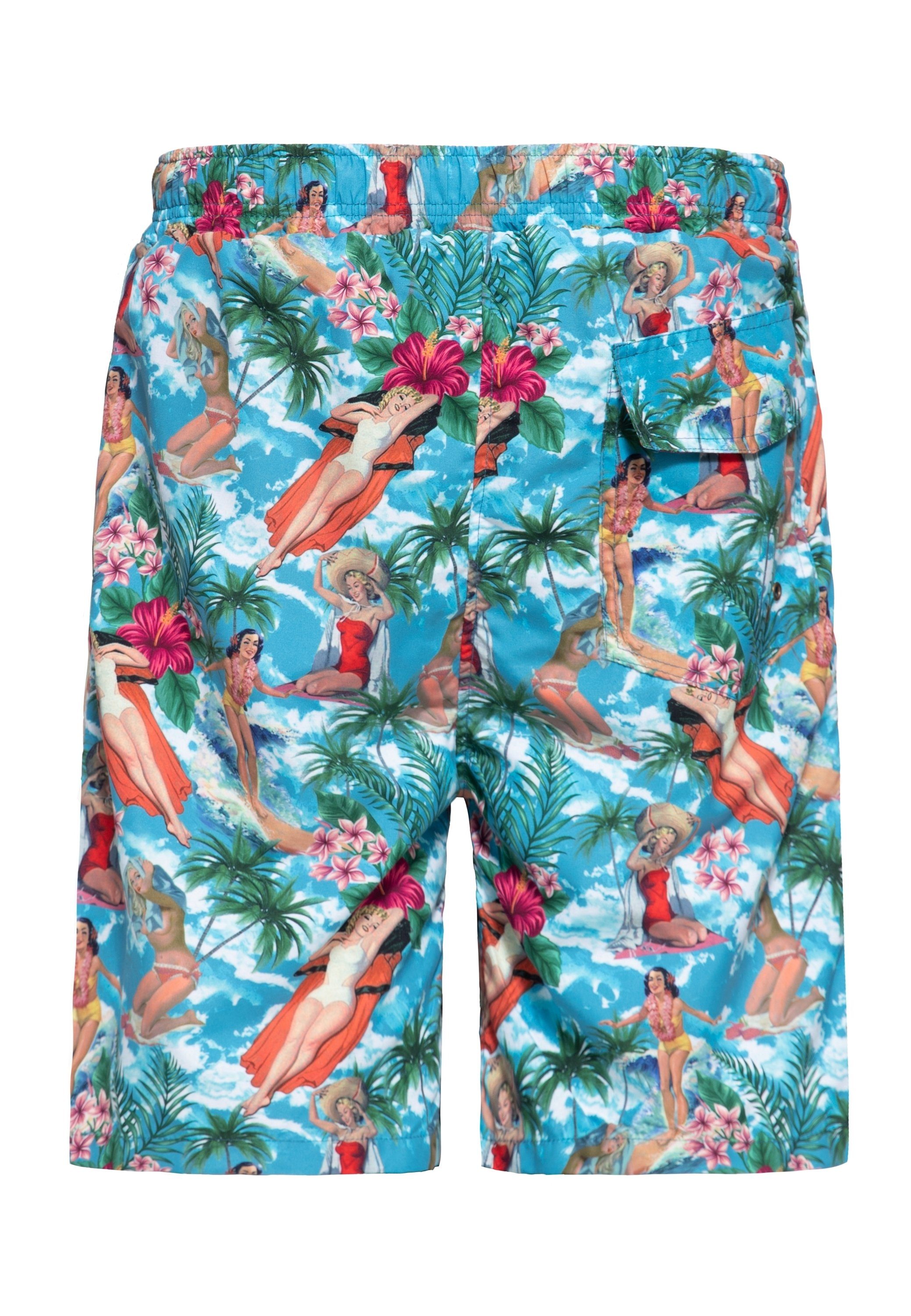 KingKerosin Tropical Alloverdruck mit Badeshorts Hawaiian