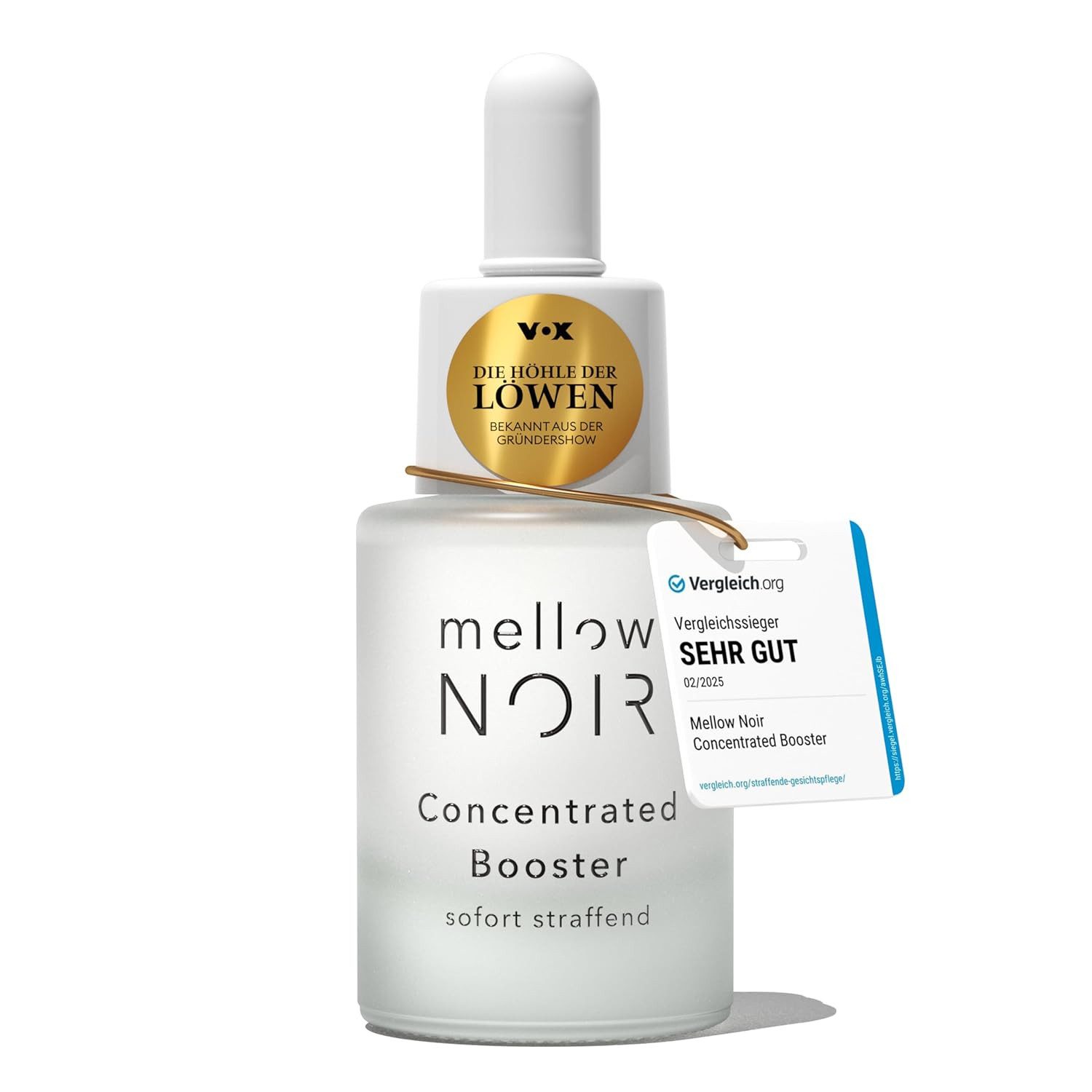 mellow NOIR Gesichtsserum Concentrated Booster 15 ml Vegan zertifizierte Naturkosmetik, Sofort straffendes Hyaluron-Serum für Gesicht & Augen