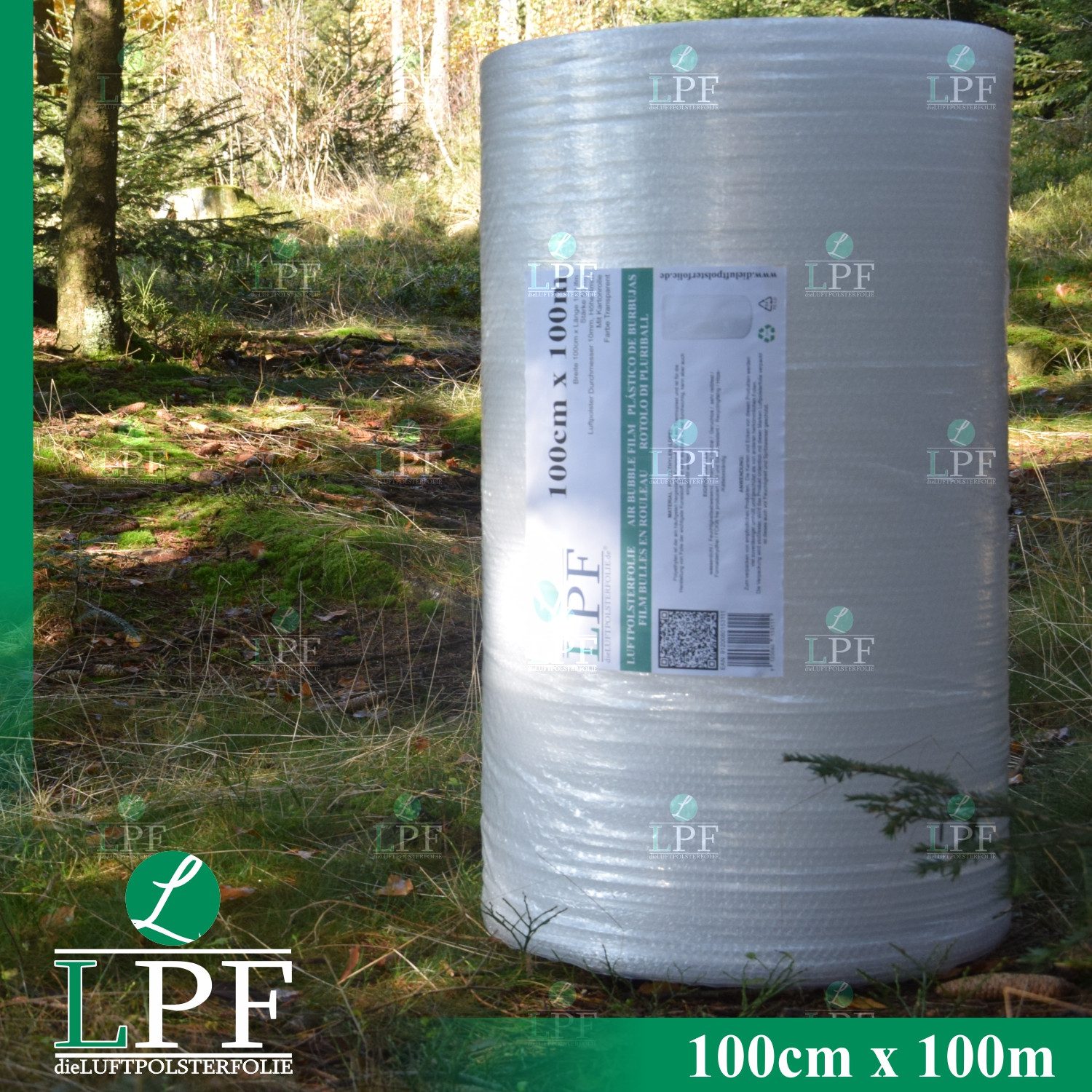 LPF dieLUFTPOLSTERFOLIE Schutzfolie Luftpolsterfolie 100 cm x 100 m Noppenfolie Verpackungsfolie