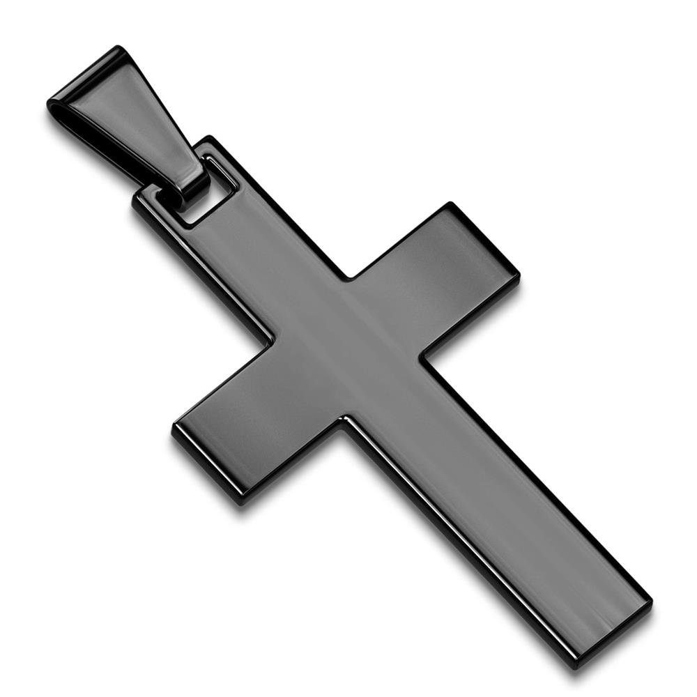 BUNGSA Anhänger Set Anhänger Kreuz aus schwarz Unisex (1-tlg), Edelstahl Pendant Halsketten