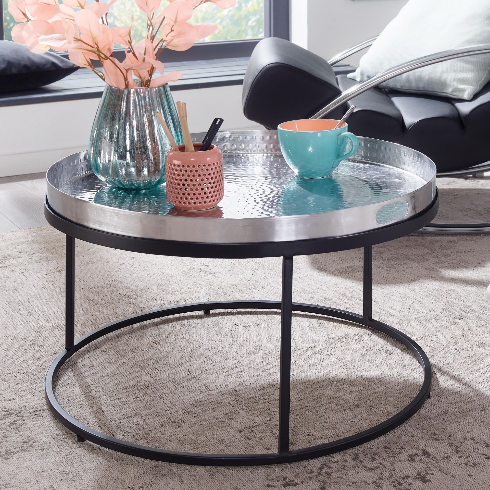 FINEBUY Couchtisch FB41458 (62x62x36 cm Silber, günstig online kaufen