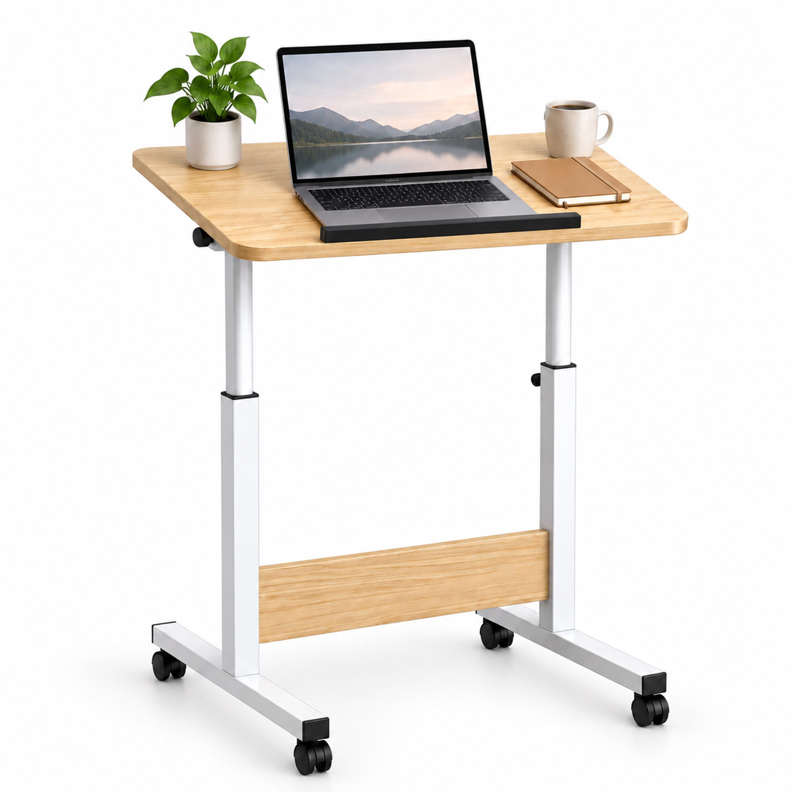 relaxdays Schreibtischaufsatz Laptoptisch höhenverstellbar mit Rollen, (1-St), weiß