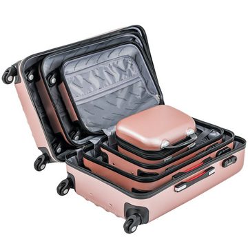 monzana Koffer Monzana, 4 Rollen, Baseline 4tlg Rose-Gold Beautycase M L XL Gelgriffe Zahlenschloss