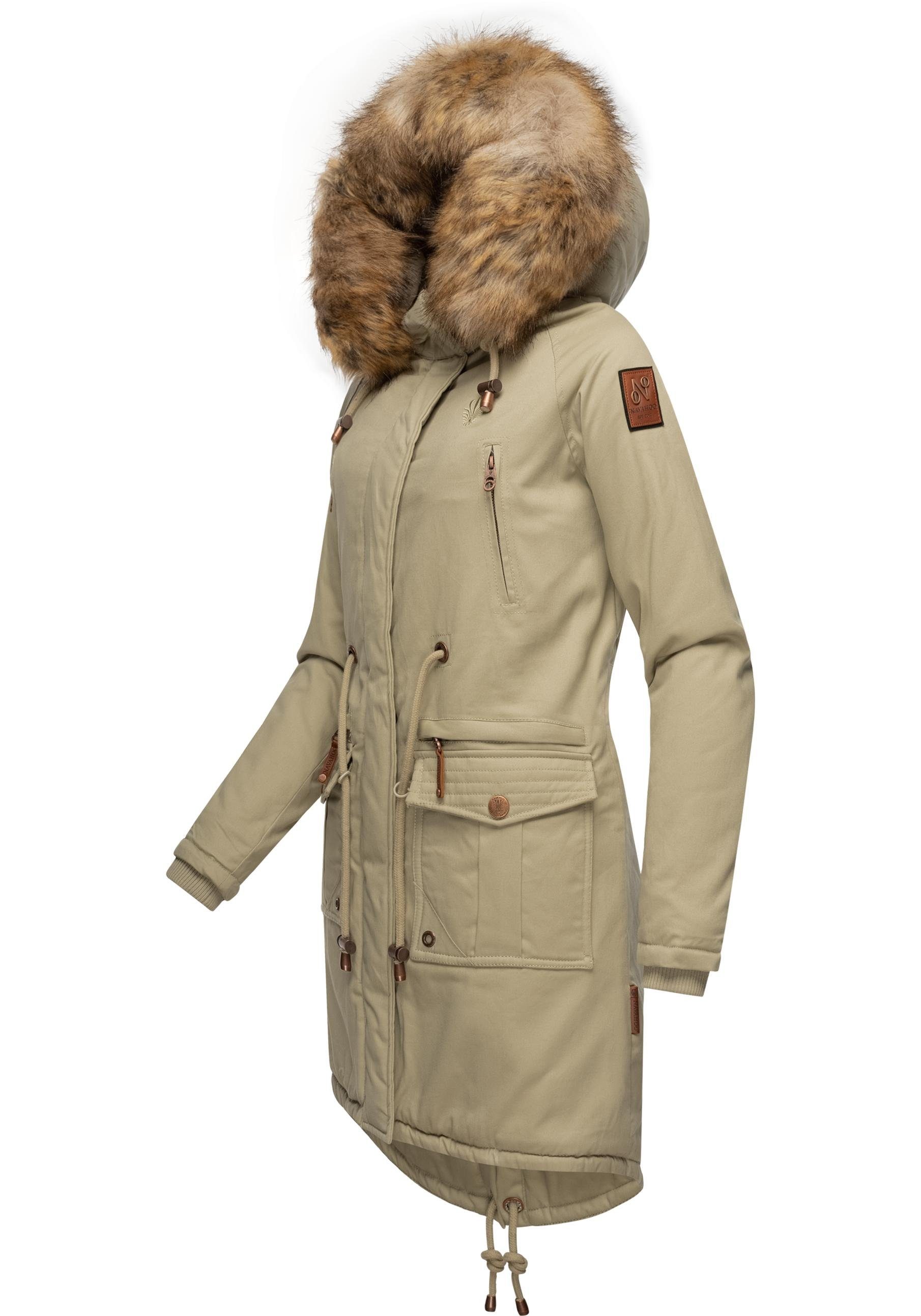 Navahoo Wintermantel Rosinchen stylischer Damen Winter Baumwollparka mit Kunstfell – Bild 2 von 5