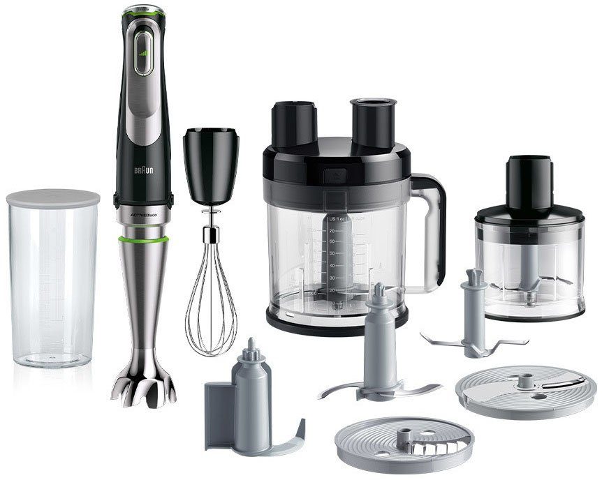 Braun Stabmixer MQ 9195XLI MultiQuick 9, 1200 W, Schneebesen, Küchenmaschinen Aufsatz, Zerkleinerer, 600 ml Mixbecher