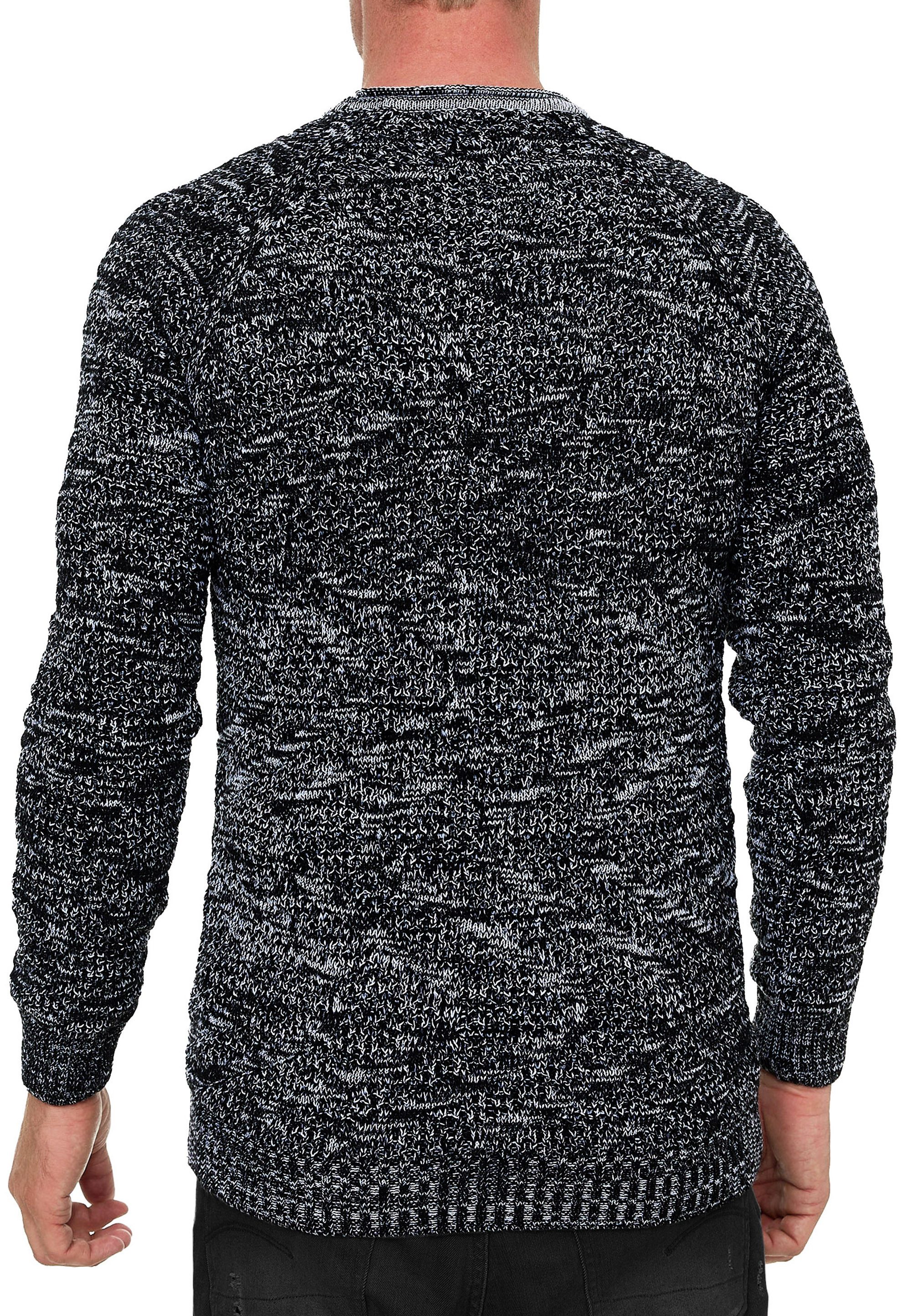 R-NEAL Rundhalspullover Herren Strick Kontrast Pulli mir Muster Crew-Neck P günstig online kaufen