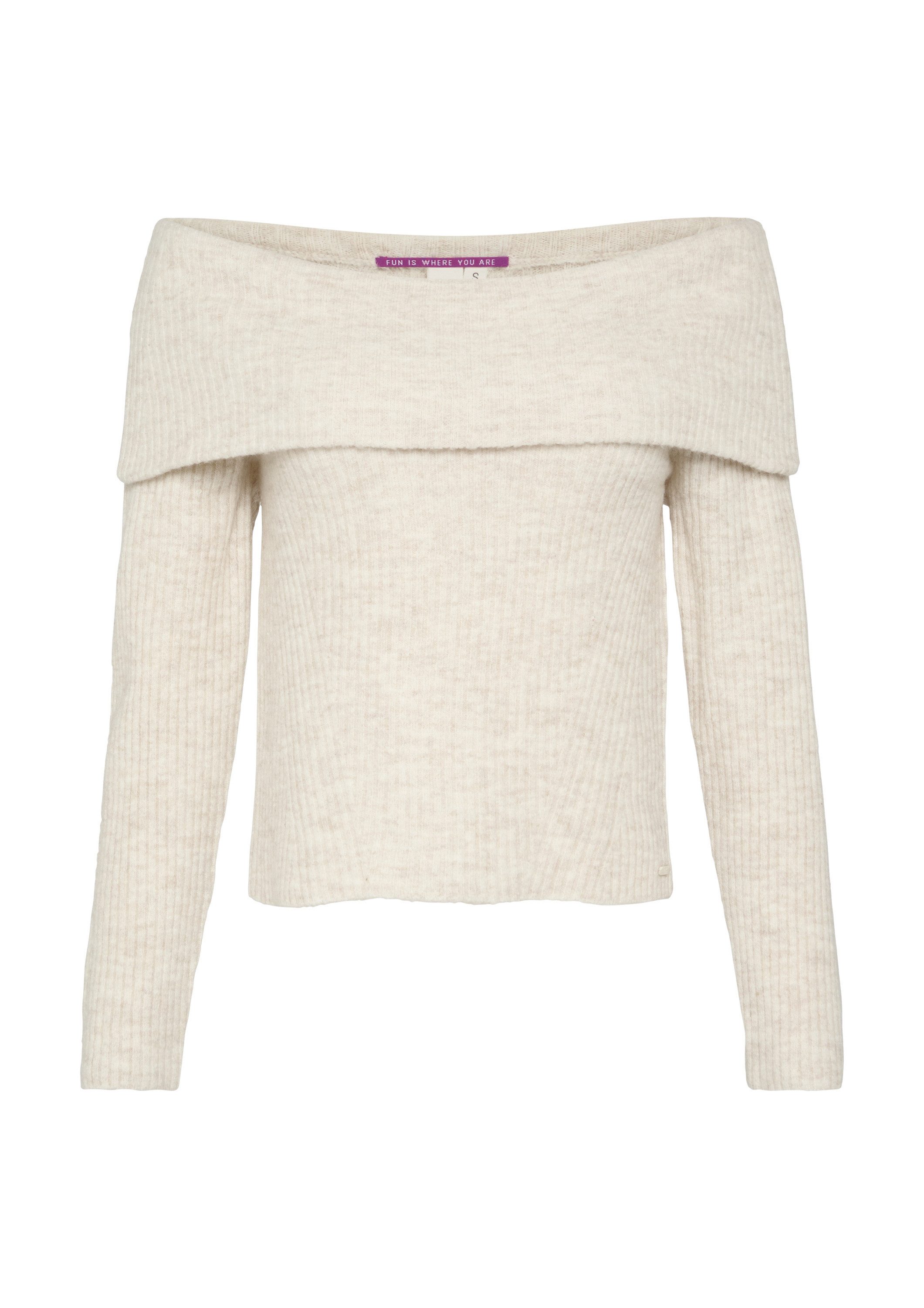 QS Longpullover Strickpullover Rippstrickpullover mit Offshoulder-Ausschnit günstig online kaufen