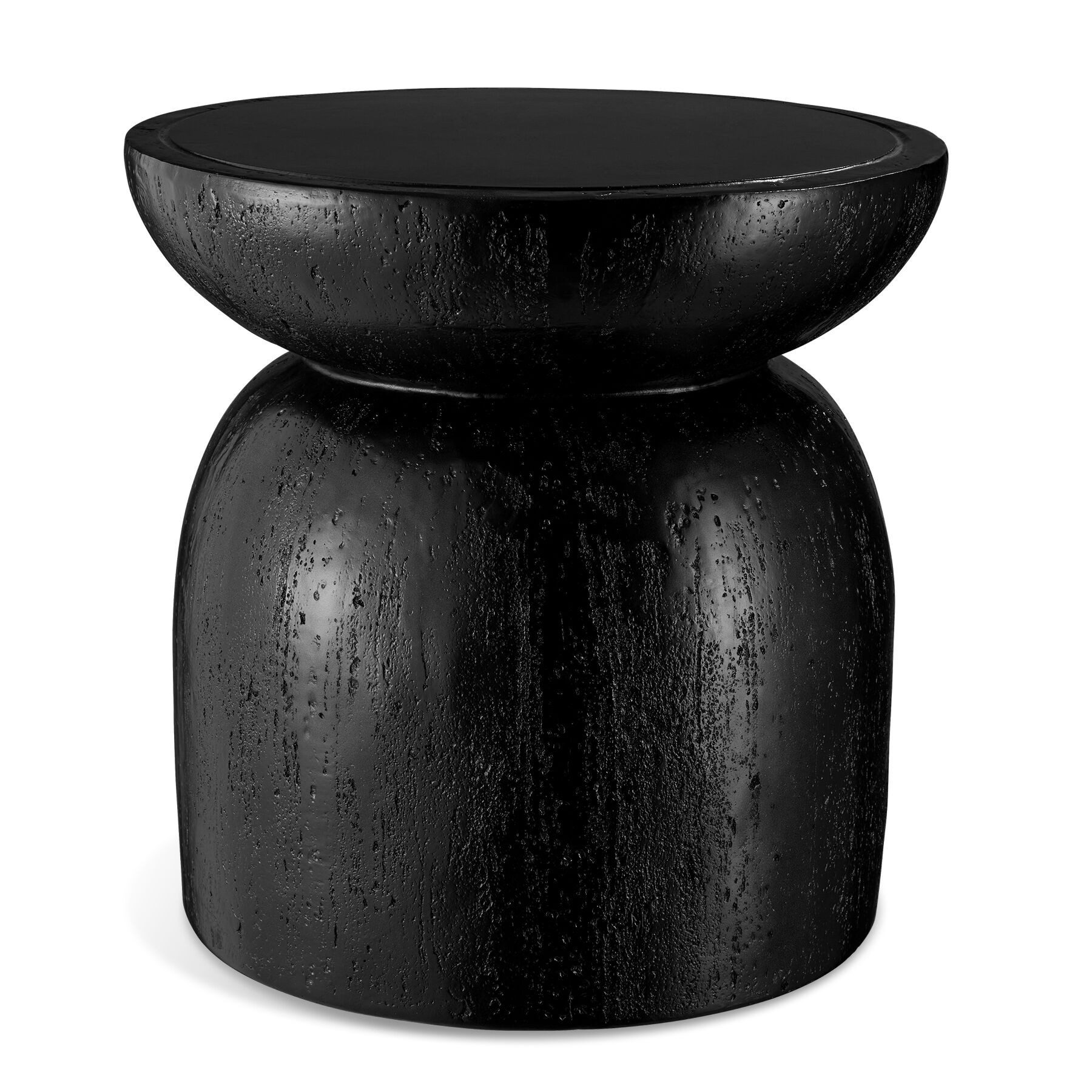 tectake Beistelltisch Runder Ablagetisch, wetterfest, Magnesiumoxid, Chubby-Design, Ø 40 (Couchtisch Anisa, 1-St., in Schwarz), Mit rutschfesten Bodenschonern, Belastbarkeit bis 25 kg