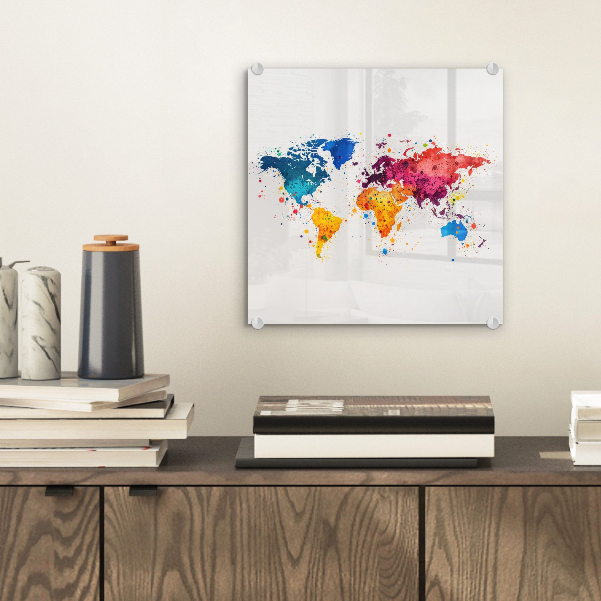 MuchoWow Acrylglasbild Weltkarte - Graffiti - günstig online kaufen