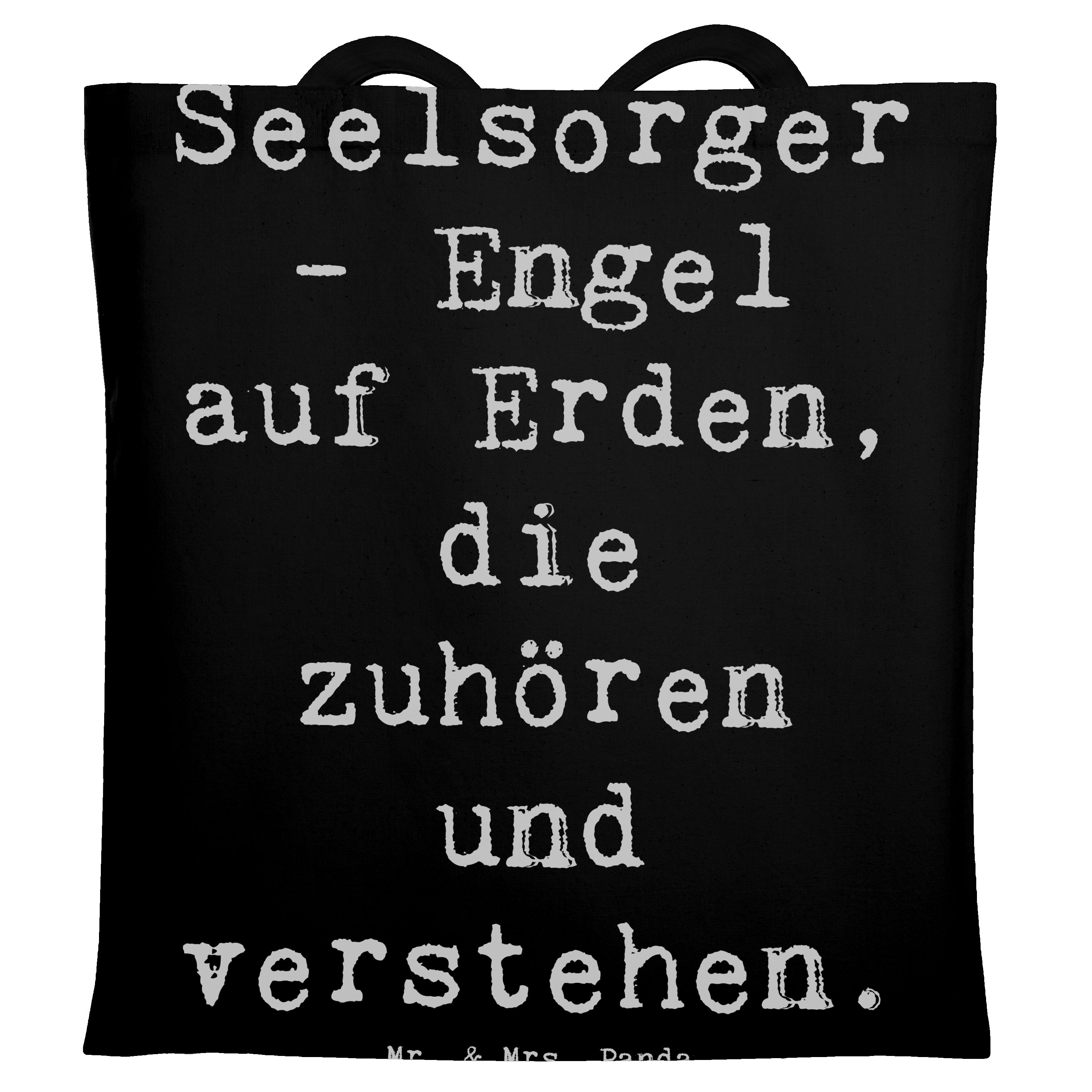 Tragetasche Seelsorger Engel - Schwarz - Geschenk, Rolle, Zweifel, Beuteltasche