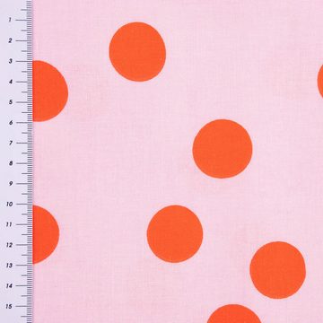 Rico Design Stoff Rico Design Baumwollstoff große Punkte rosa orange 50x140cm