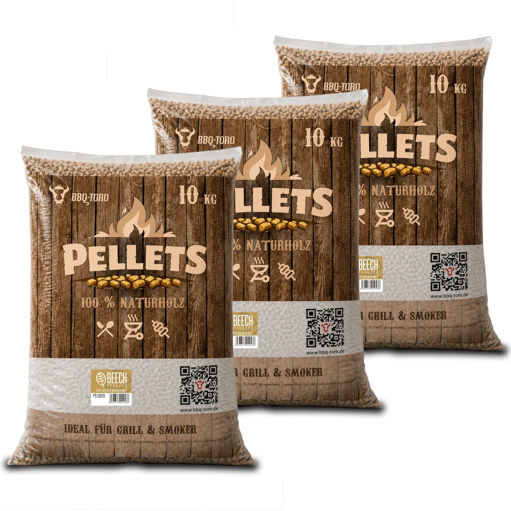 BBQ-Toro Holzpellets Beech Pellets aus 100% Buchenholz, 30 kg, Grillpellets, Räucherpellets, 30.00 kg